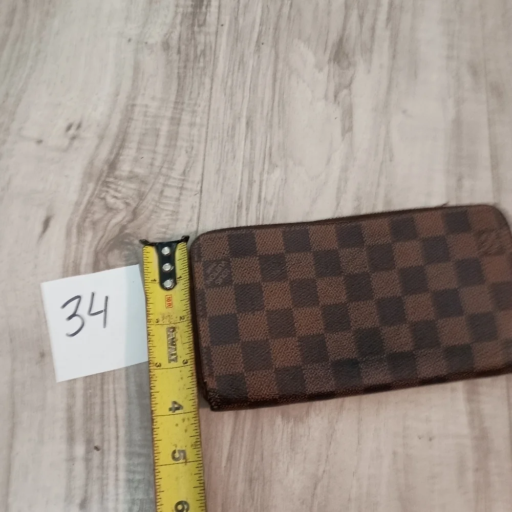 Louis Vuitton Damier Ebene Zippy Zip Around Long Wallet Brown Check Print
